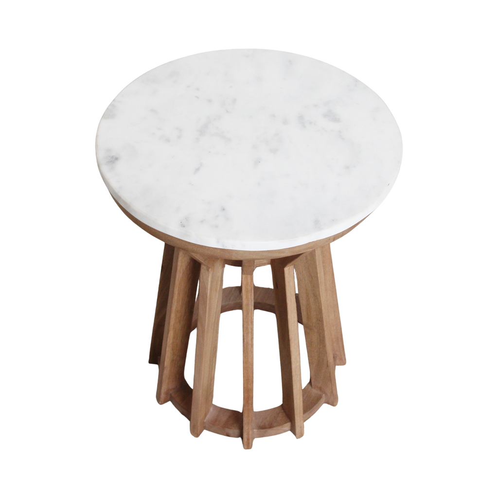 Sarawak bijzettafel marmer wit - 40x40x50 cm