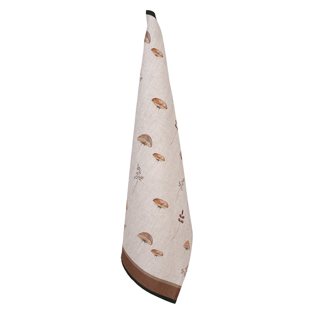 Theedoek 50x70 cm Beige Katoen Paddenstoelen Keukenhanddoek