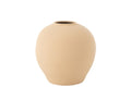 J-Line vaas Cassia Rond - keramiek - beige - large - Ø 37 cm