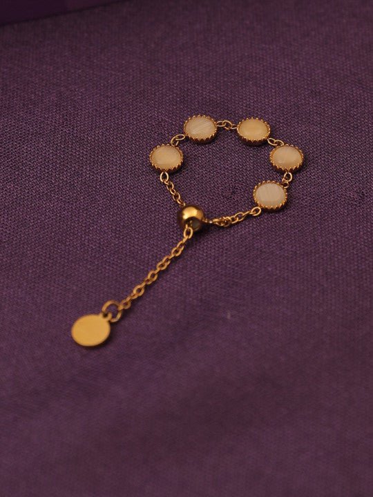 Verstelbare vingerring – verguld, steendetail