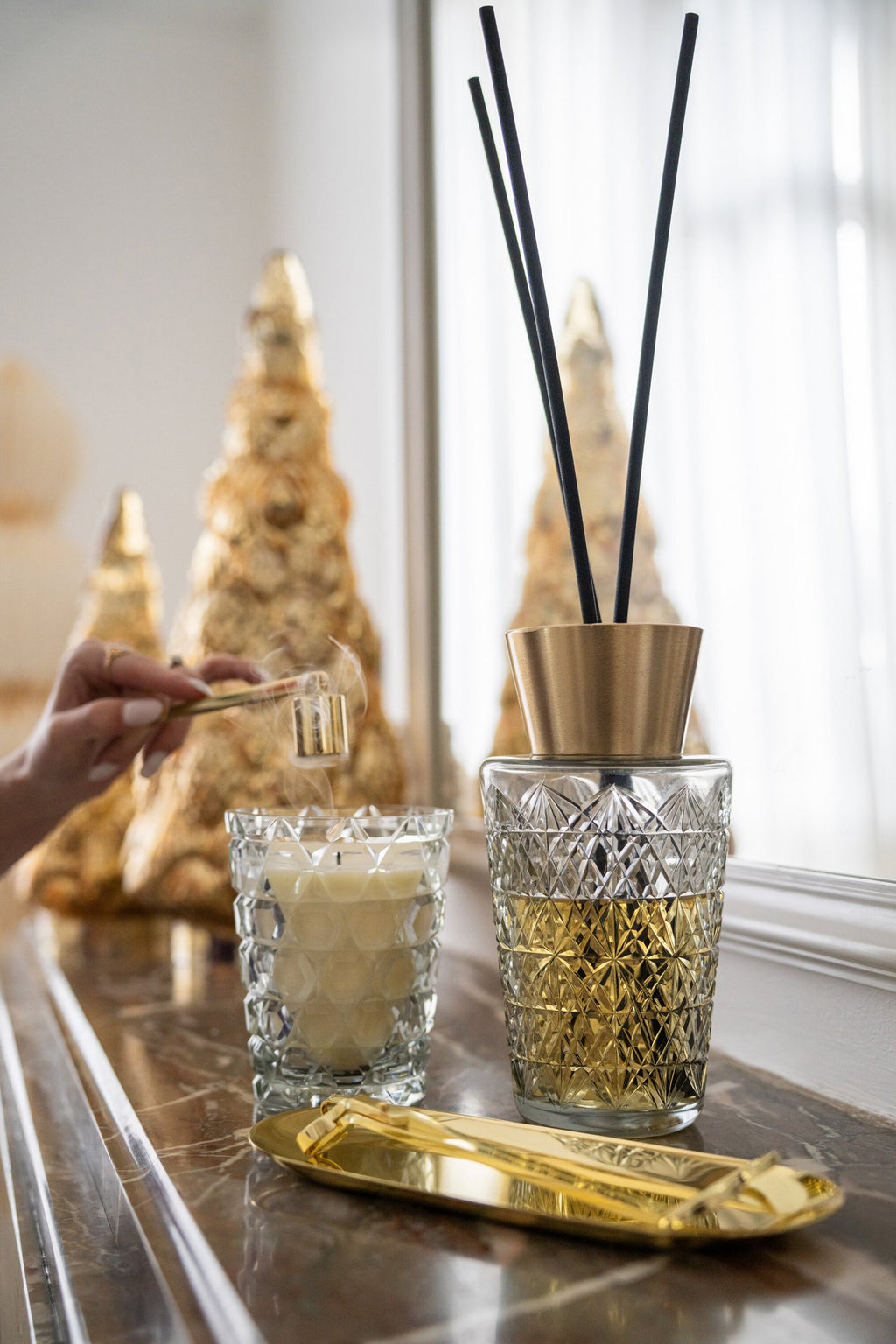 J-Line kaarsendief Candle Kit - ijzer - goud