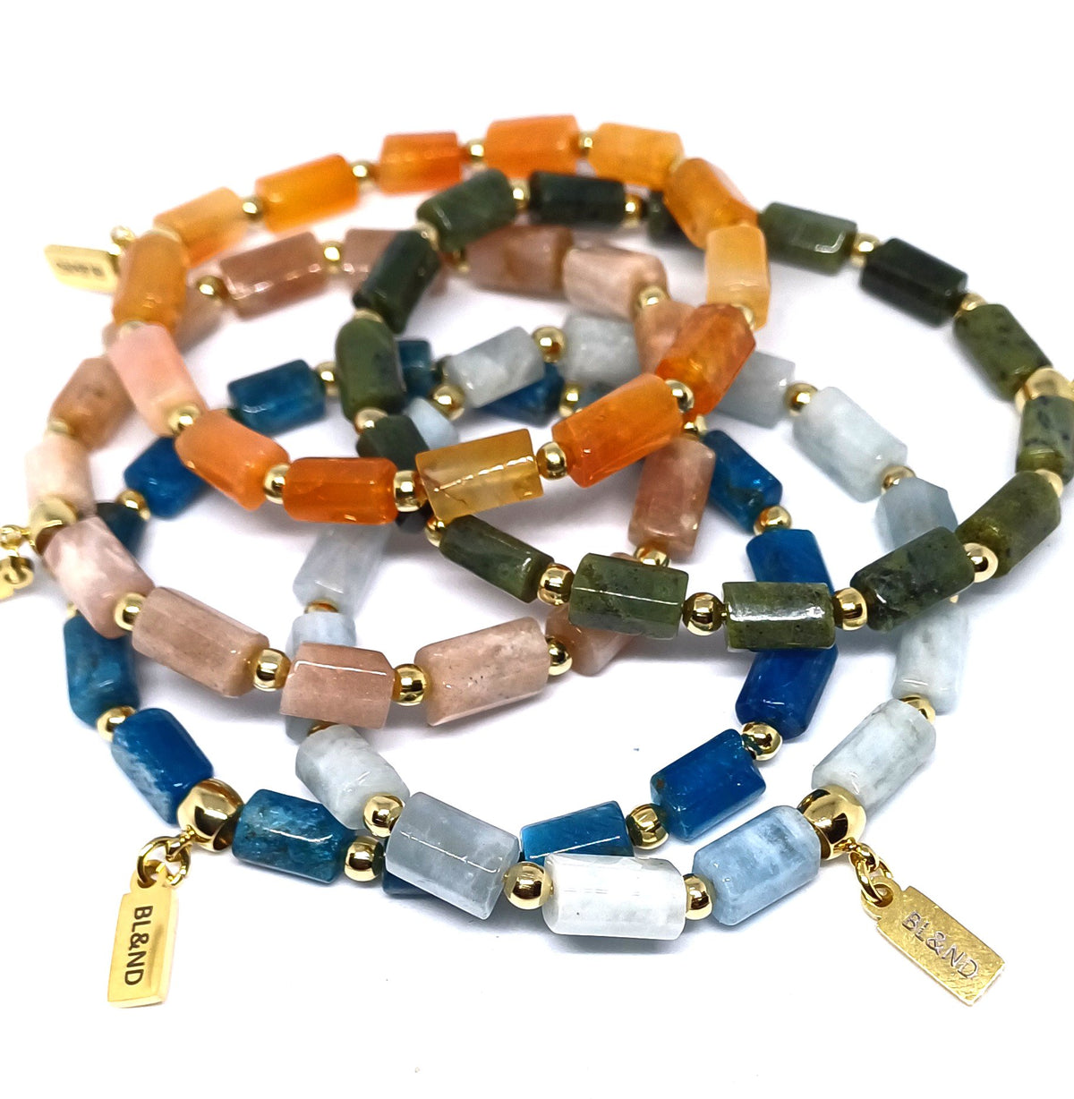 Edelsteen kolom stretch armband