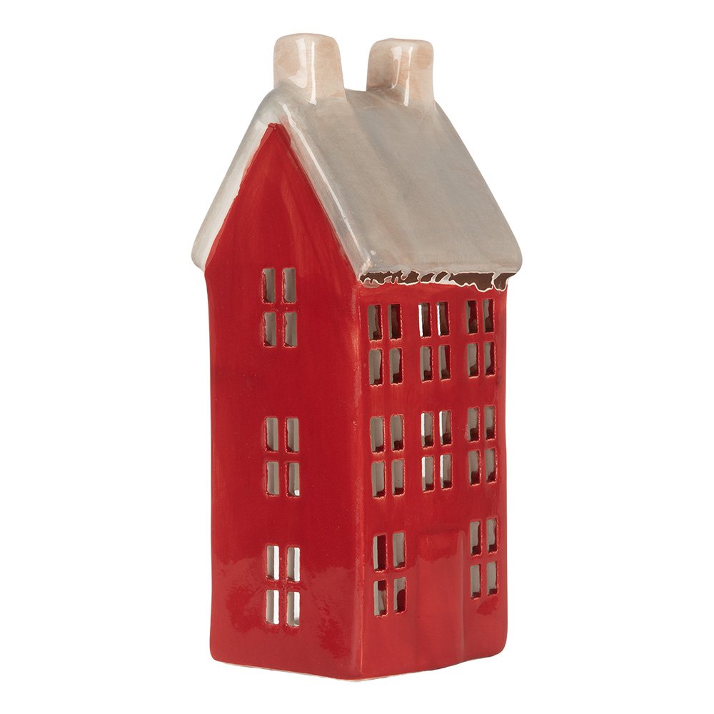Waxinelichthouder Huis 7x7x18 cm Rood Keramiek