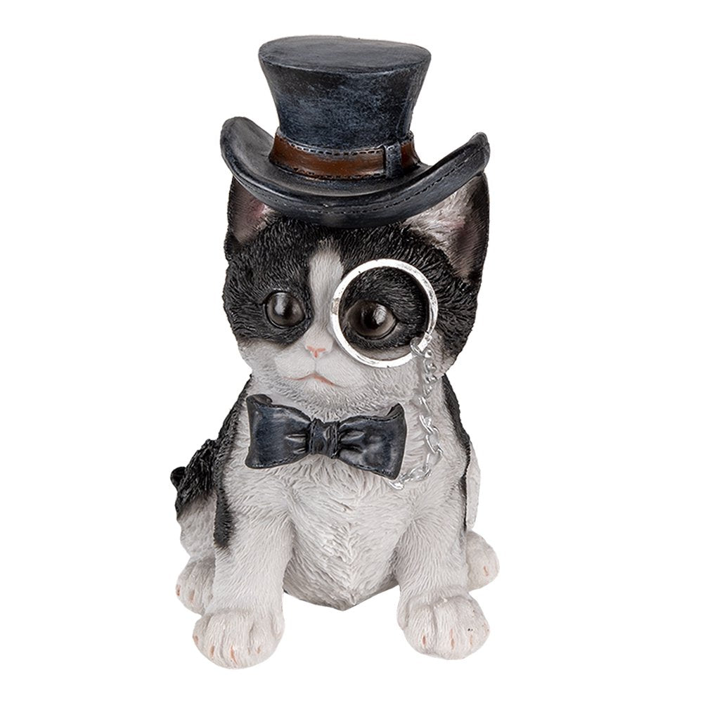 Beeld Kat 11x9x17 cm Zwart Polyresin