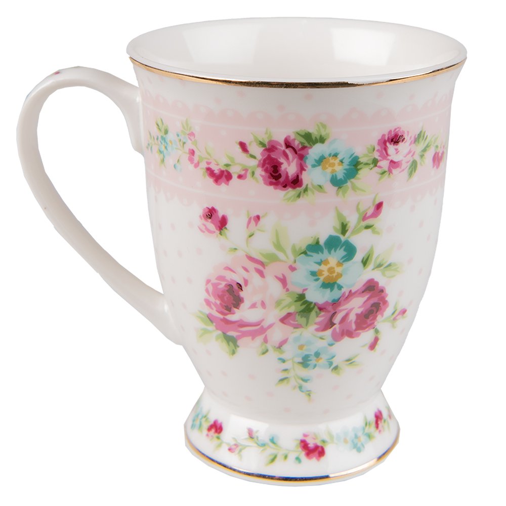 Mok 300 ml met Roze Porselein Bloemen Theemok