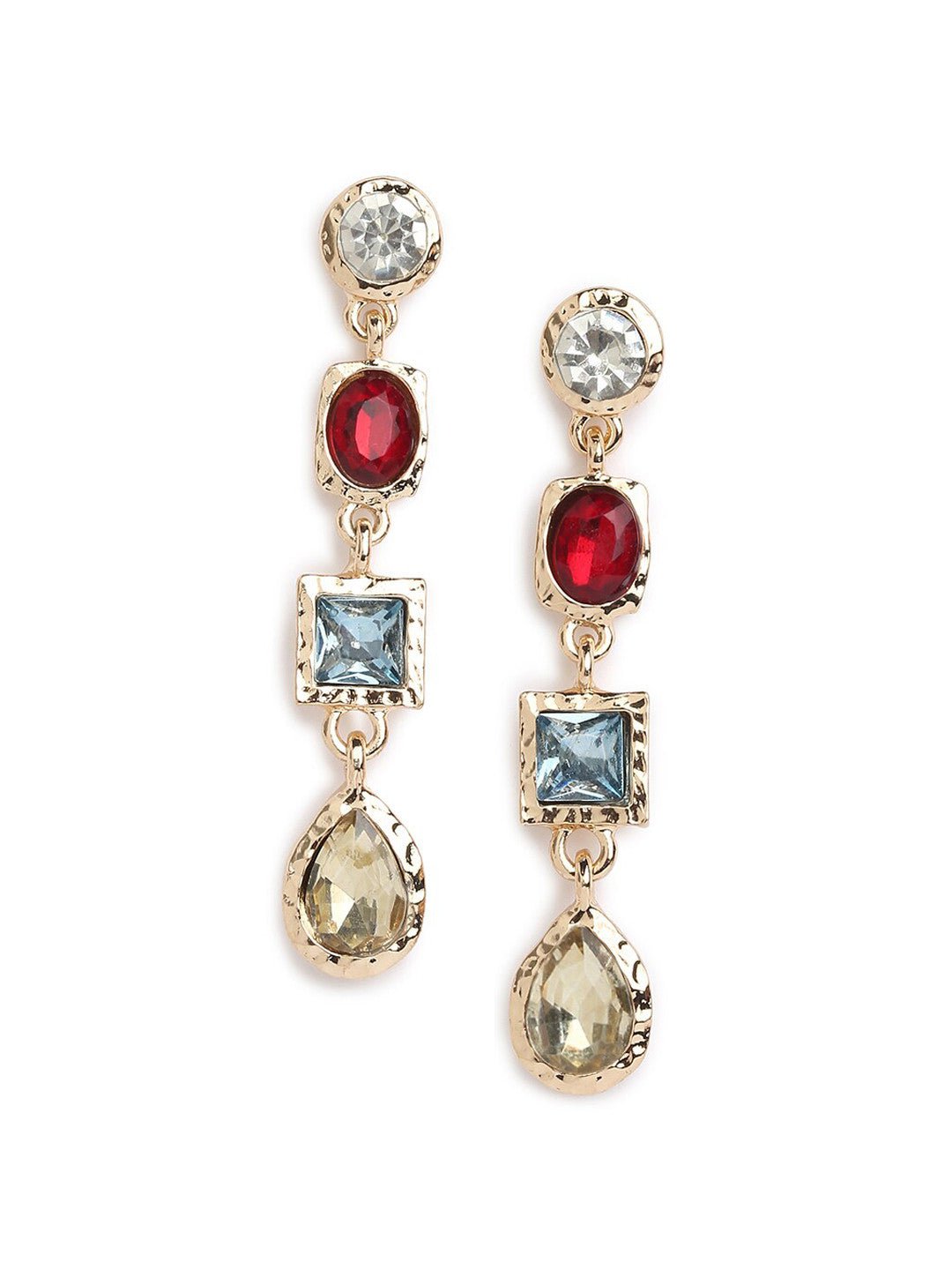 Druppel oorbellen – mode-sieraden – goudkleurig, kristallen accenten, post-back – 2 cm