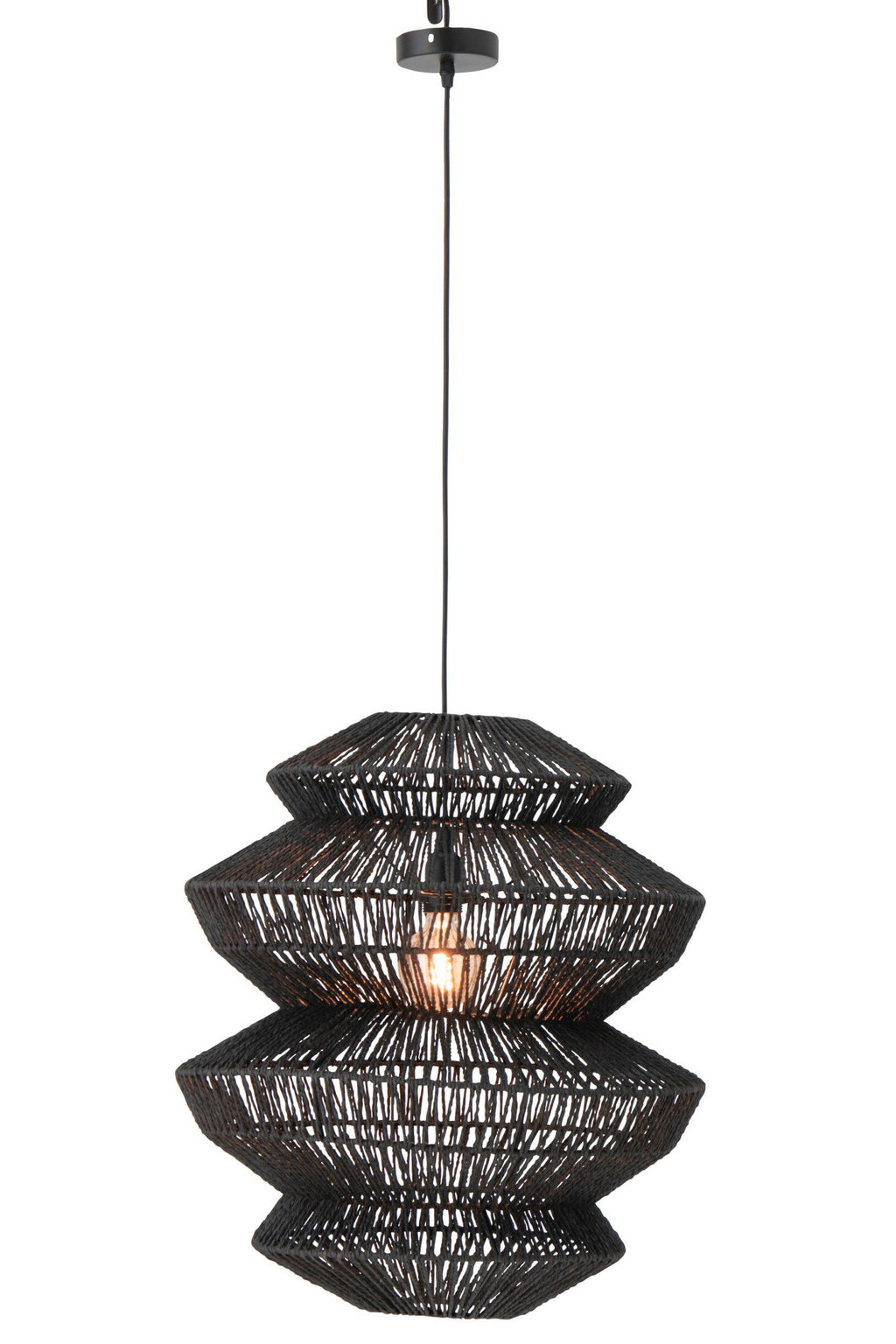 J-Line hanglamp Touw - metaal - zwart - L