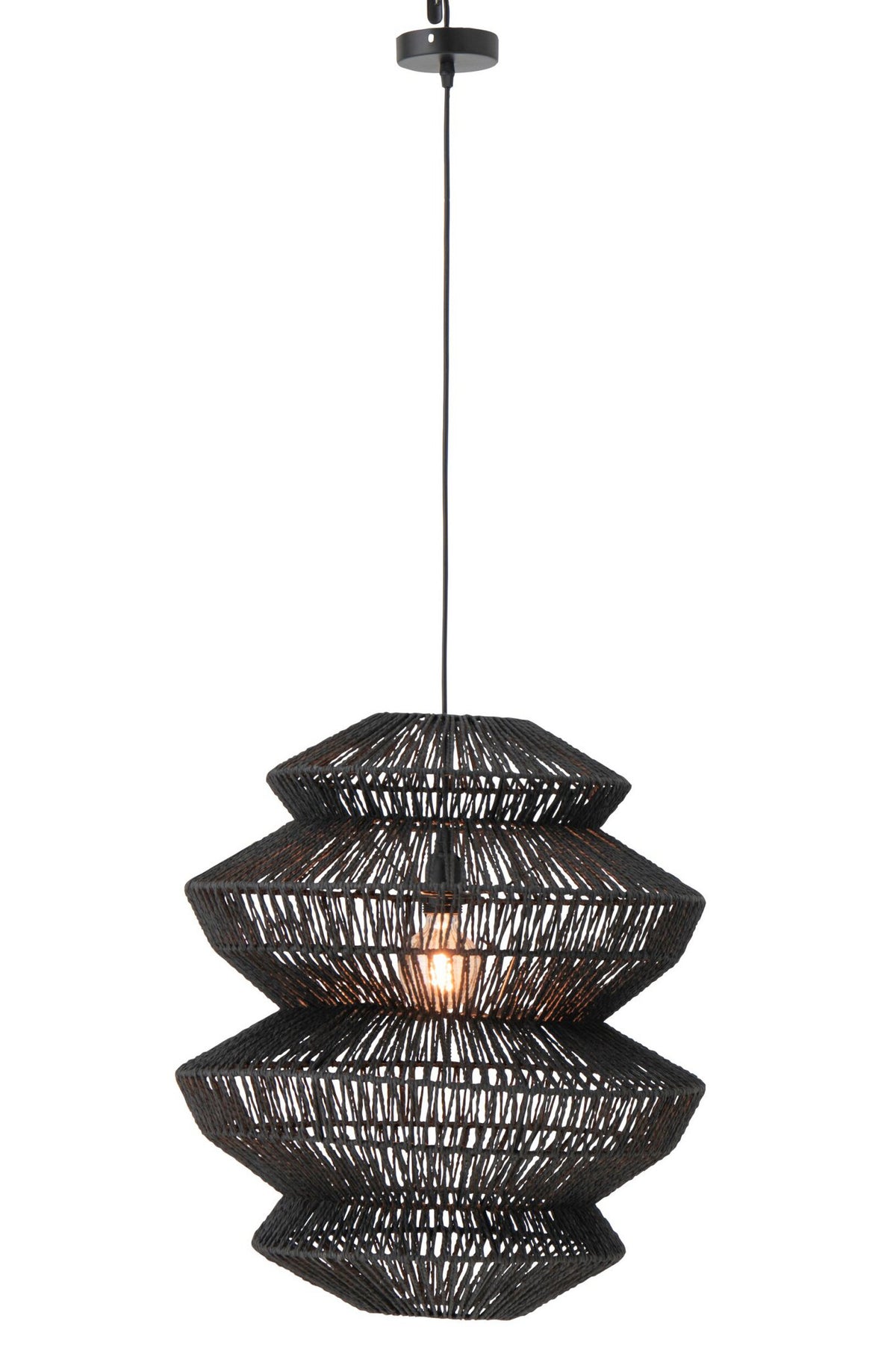 J-Line hanglamp Touw - metaal - zwart - L