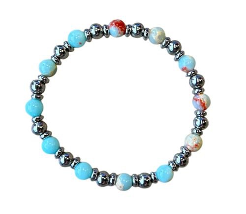 Dames armband Larderiet 6 mm (18,5 cm) met RVS kralen