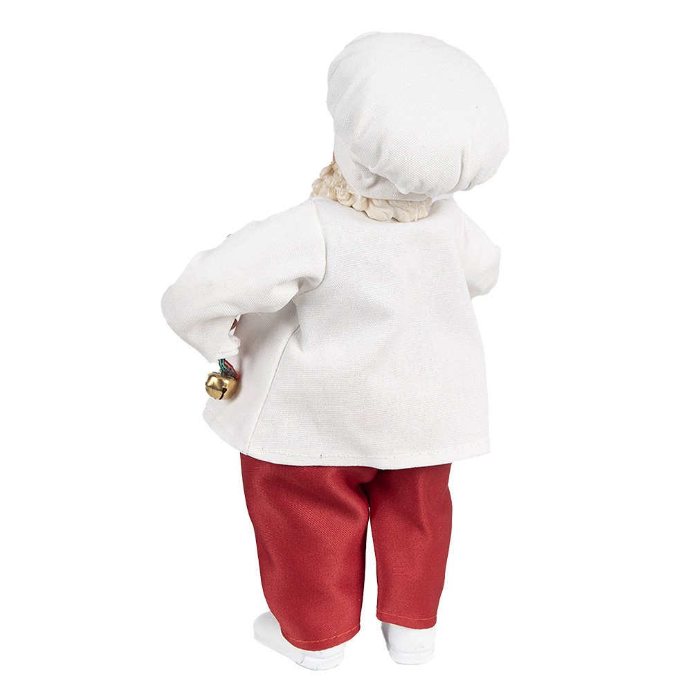 Kerstdecoratie Beeld Kerstman 27 cm Wit Rood Textiel