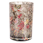 Theelichthouder Ø 12x18 cm Grijs Glas Bloemen