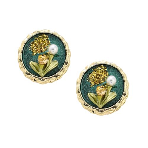 Portretoorknopjes – mode-sieraden – legering, kunstmatige parel, push-back – paar