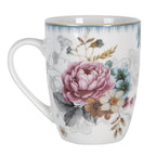 Mok 360 ml Wit Roze Porselein Bloemen Theemok