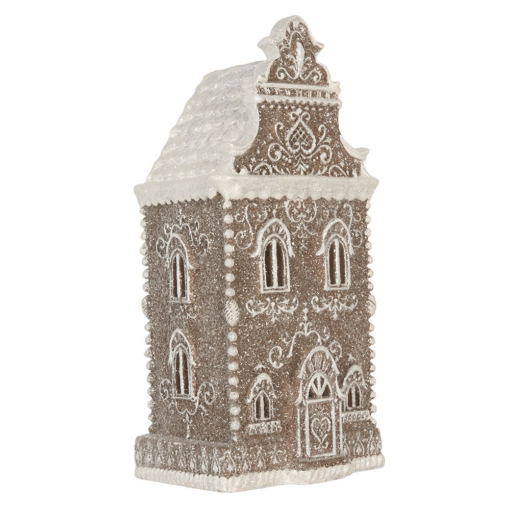 Gingerbread house met LED 17x15x35 cm Bruin Kunststof