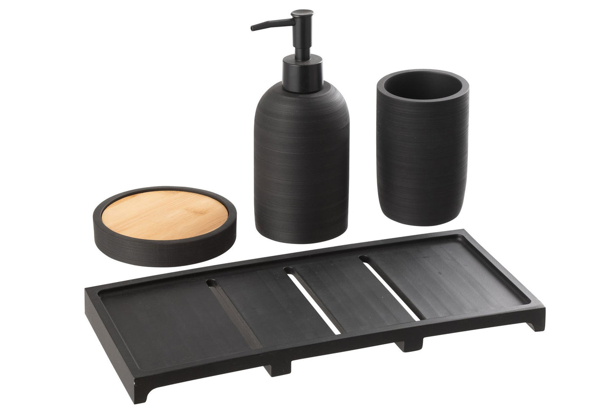 J-Line zeepdispenser On Tray - polyresin - zwart/naturel