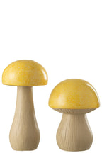 J-Line Set Van 2 Paddenstoelen Buiten Mgo Geel
