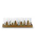 Houder met 4 glazen 'lando' goud 35x9x10 cm