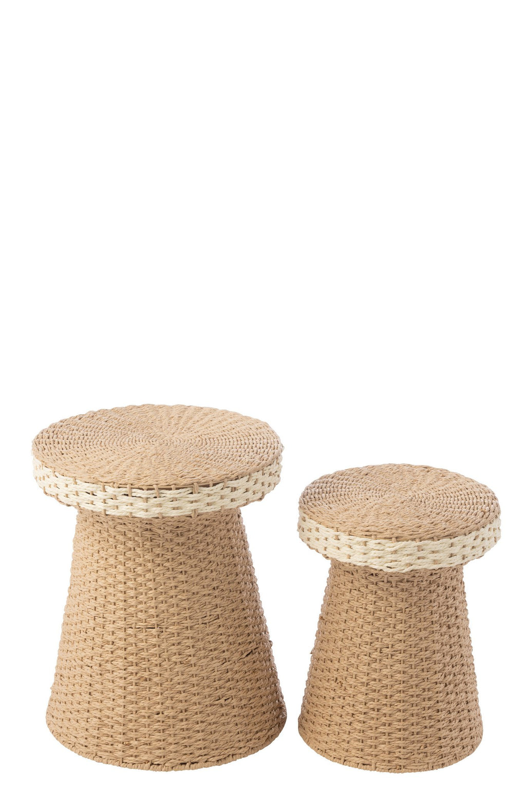 J-Line bijzettafel - papier - naturel/wit - set van 2