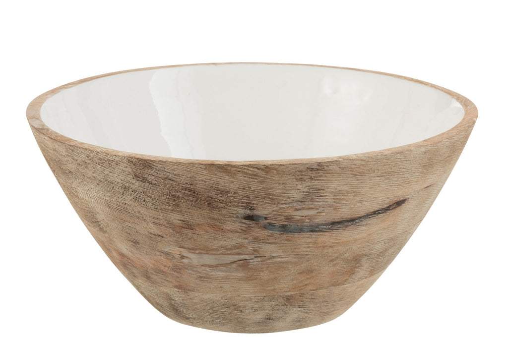 J-Line kom Mango - hout - wit/naturel - large