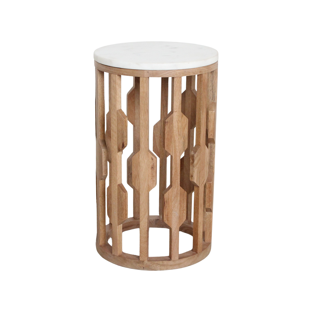 Atjeh bijzettafel marmer wit - 40x40x50 cm