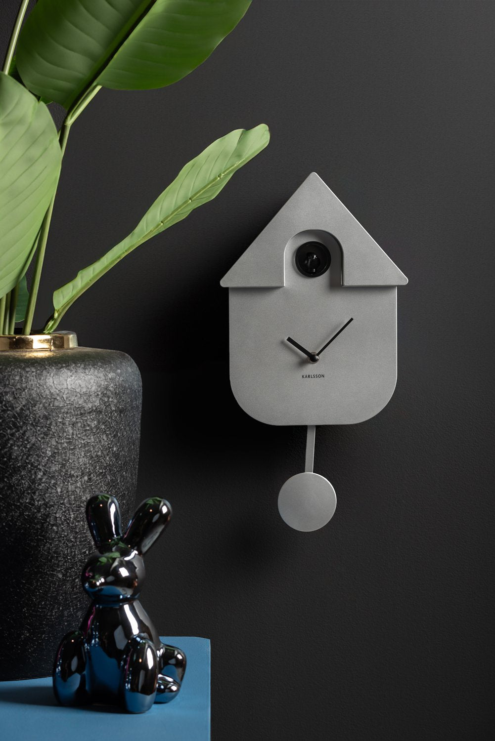 Wandklok Modern Koekoek Metallic
