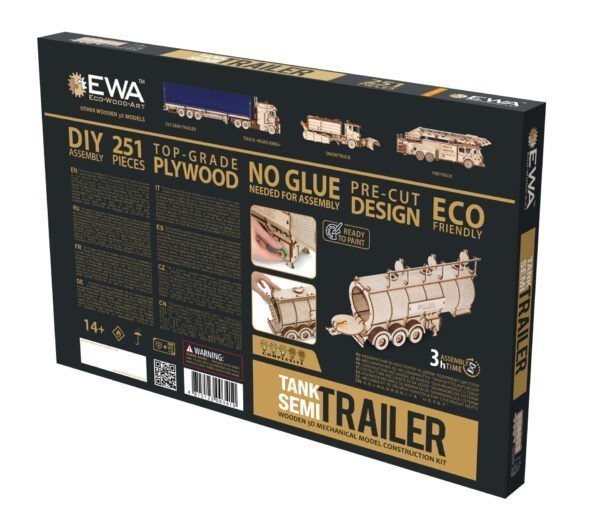 Eco Wood Art (EWA) 3D Houten Puzzel Tank Semitrailer for Truck Road King, 3410, 39,7x10,8x20cm