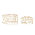 Opbergmand Set van 2 10X10X6 / 8X8X5 cm Wit Metaal