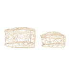 Opbergmand Set van 2 10X10X6 / 8X8X5 cm Wit Metaal