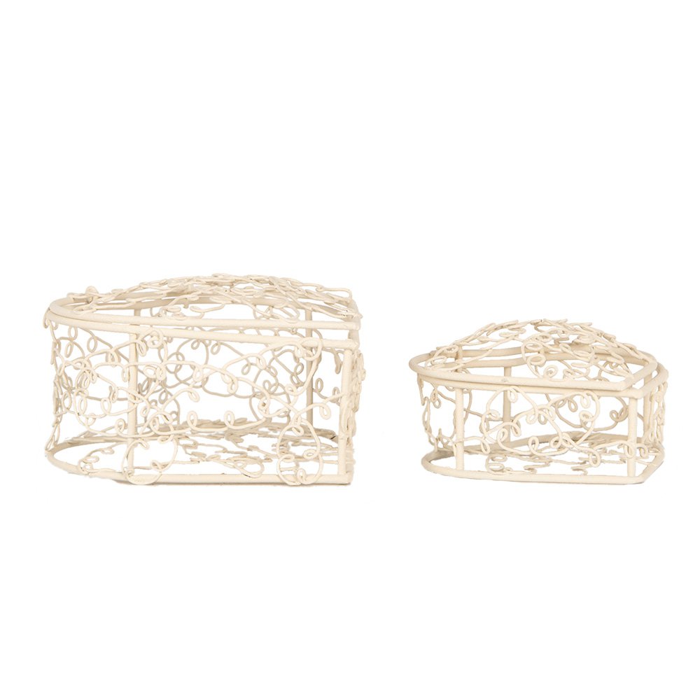 Opbergmand Set van 2 10X10X6 / 8X8X5 cm Wit Metaal