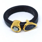 Fancy leren ringen Swarovski & emaille (set van 12 stuks)