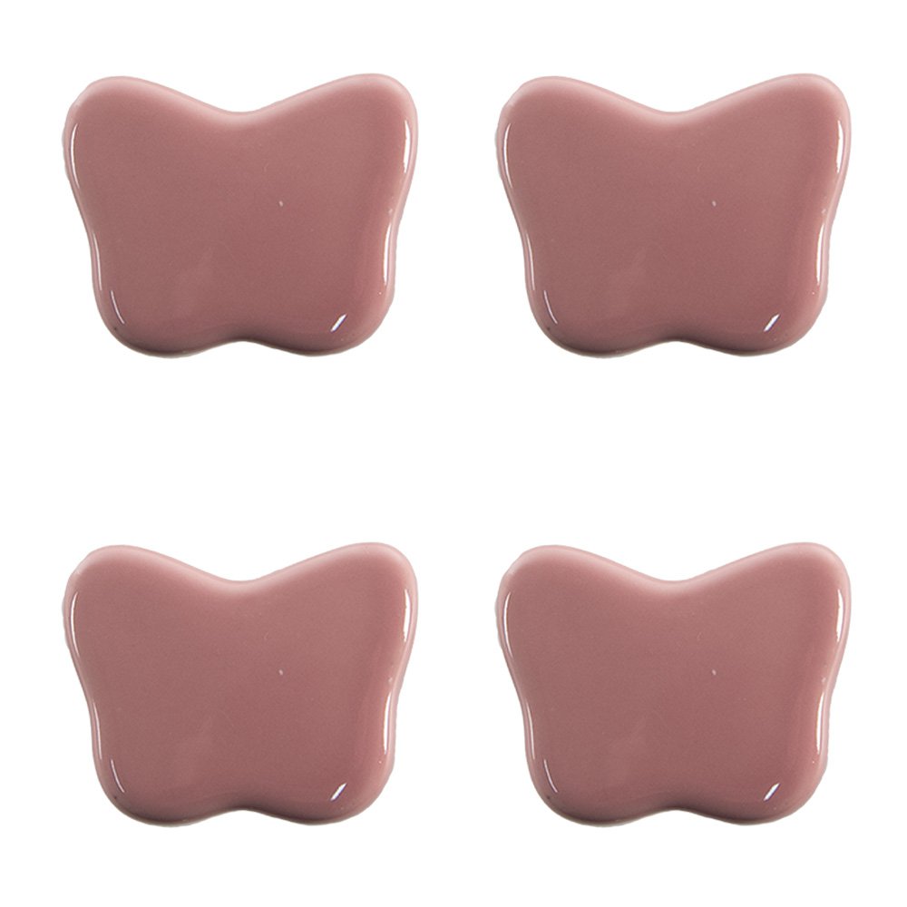 Deurknop Set van 4 Vlinder 4x3 cm Roze Keramiek Meubelknop