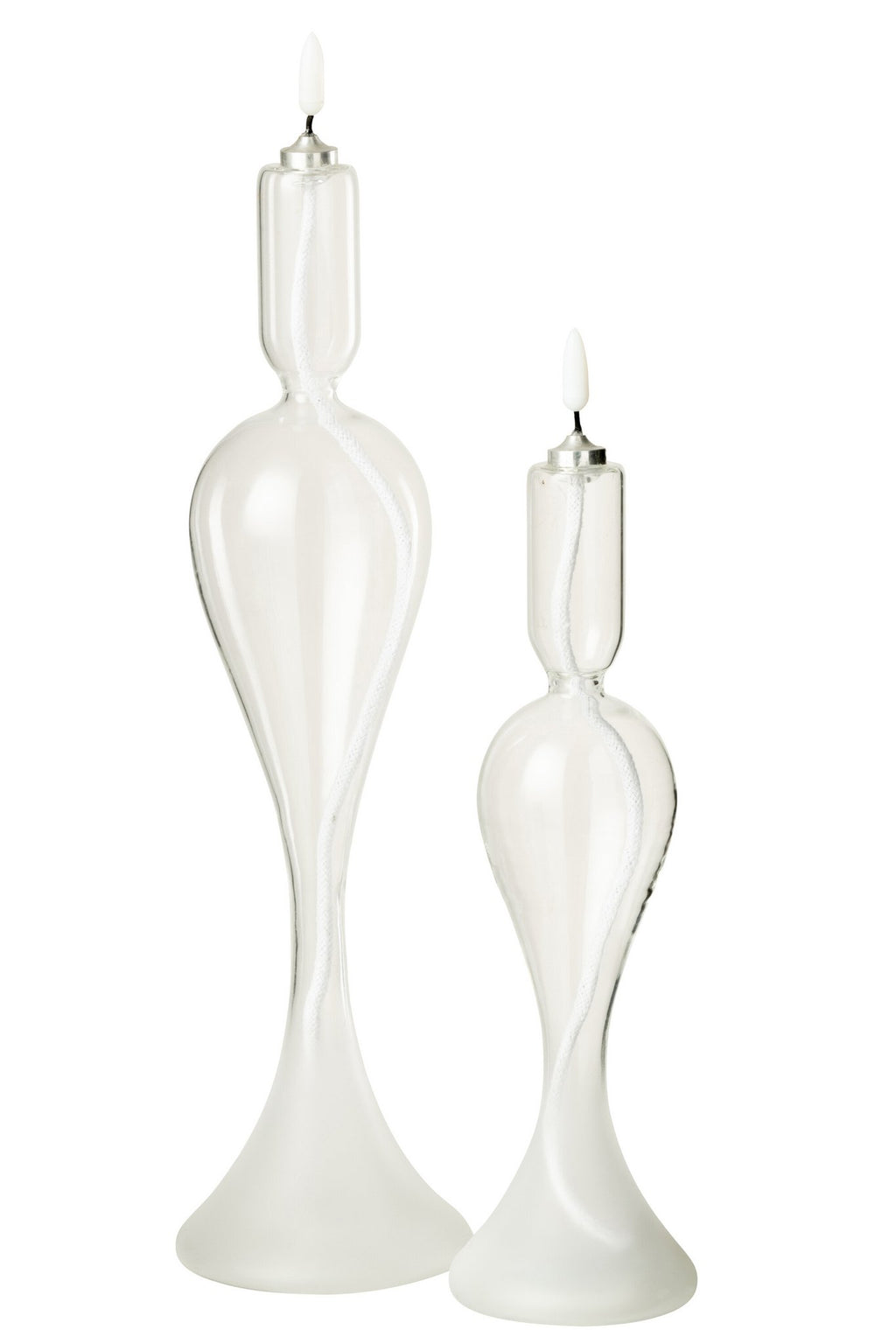 J-Line kaars - glas - transparant - L - LED lichtjes