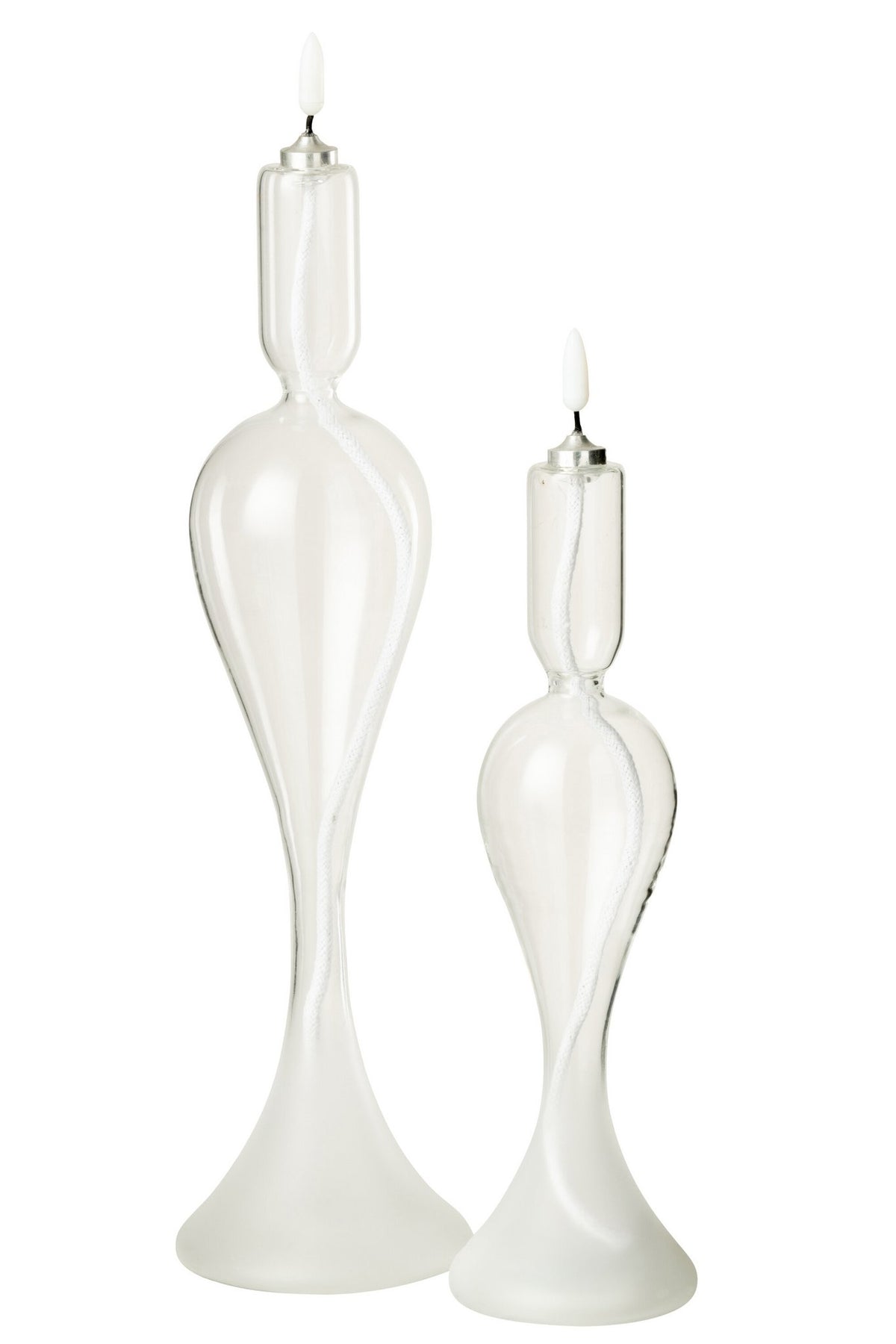J-Line kaars - glas - transparant - L - LED lichtjes