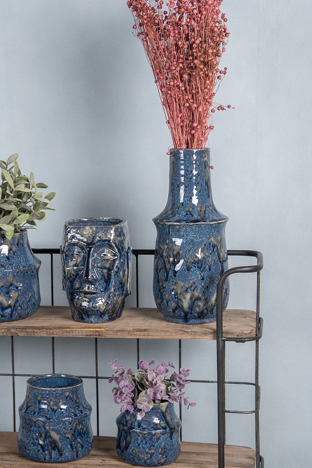 Vaas Ø 13x25 cm Blauw Keramiek Decoratie Vaas