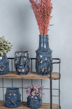 Vaas Ø 13x25 cm Blauw Keramiek Decoratie Vaas