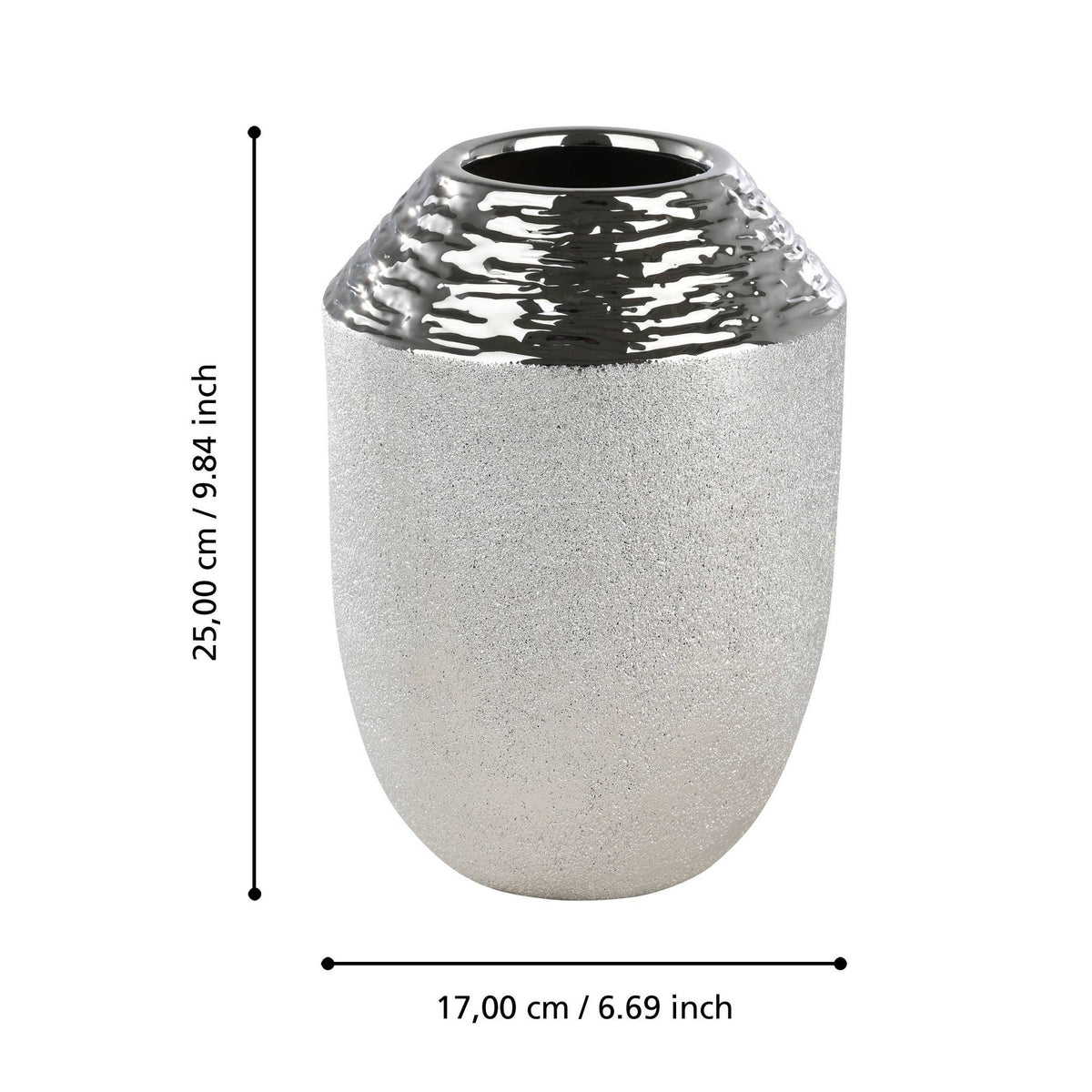 Vaas Aramberri Zilver 17x25 cm