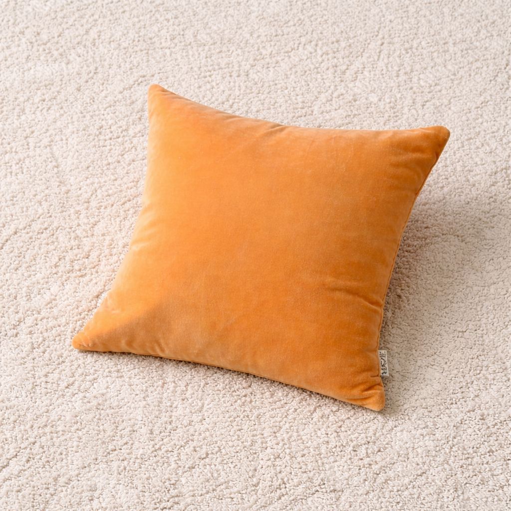 Fluwelen Katoenen Kussen - Oker Mosterd - 45x45 cm