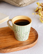 Handbeschilderde koffiemok van steengoed - 268 ml