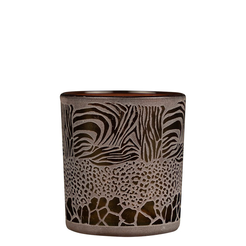 Theelichthouder safari mix bruin small 8cm*