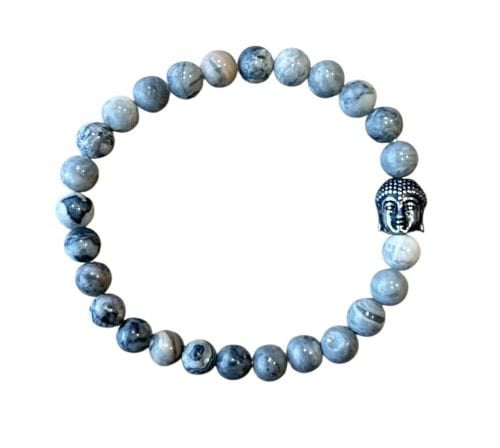 Dames armband Picasso Jaspis (grijs) 6 mm met Boeddha kraal