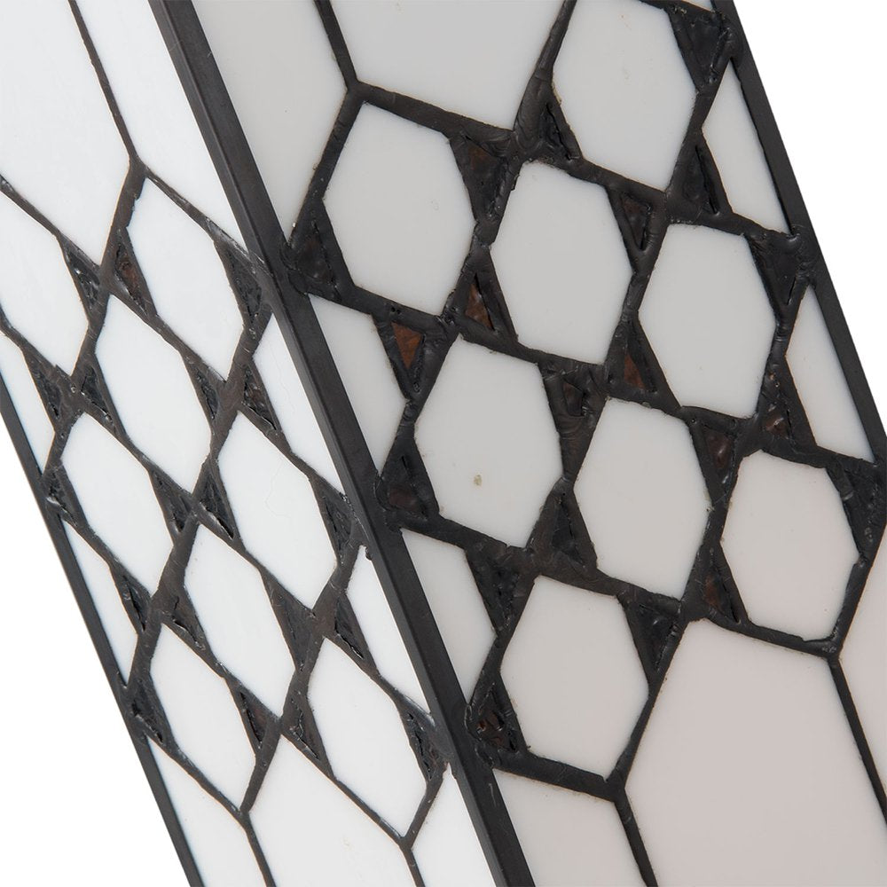 Tiffany Tafellamp 12x12x36 cm Wit Glas Tiffany Bureaulamp