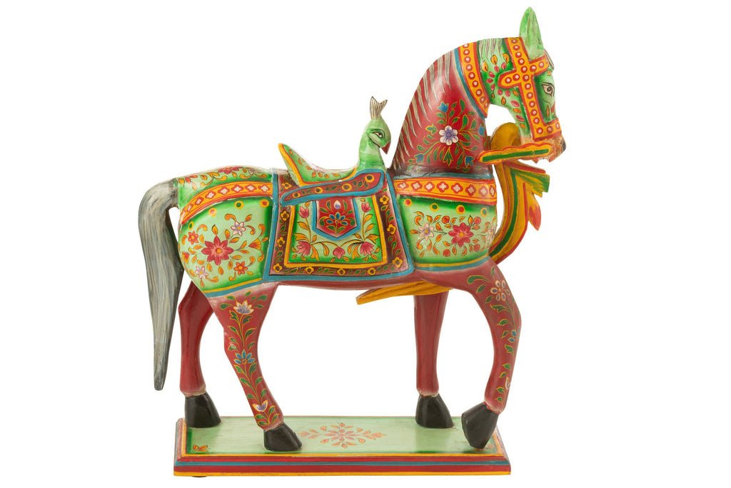 J-Line decoratie Paard Op Staander Mumbai - hout - mix