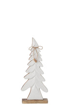 J-Line Dennenboom met strik - mangohout - naturel/wit - small