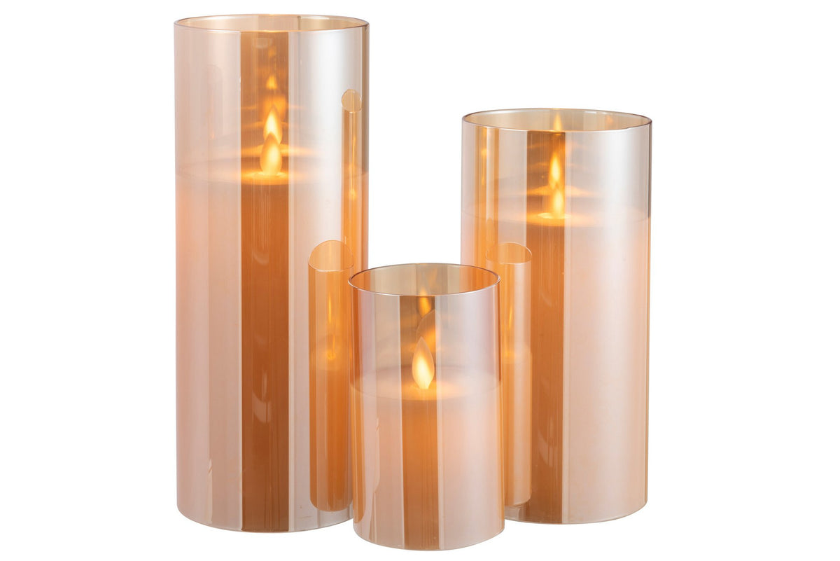 J-Line lamp blinkend - glas - goud - large - LED lichtjes