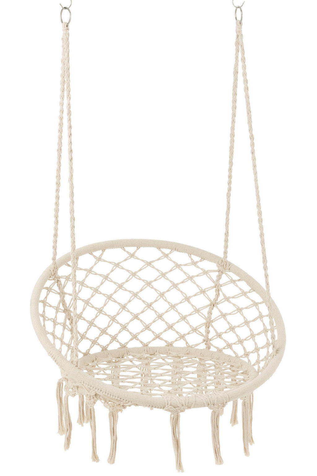 J-Line hangstoel Macramé + Kwastjes - polyester - beige