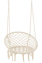 J-Line hangstoel Macramé + Kwastjes - polyester - beige