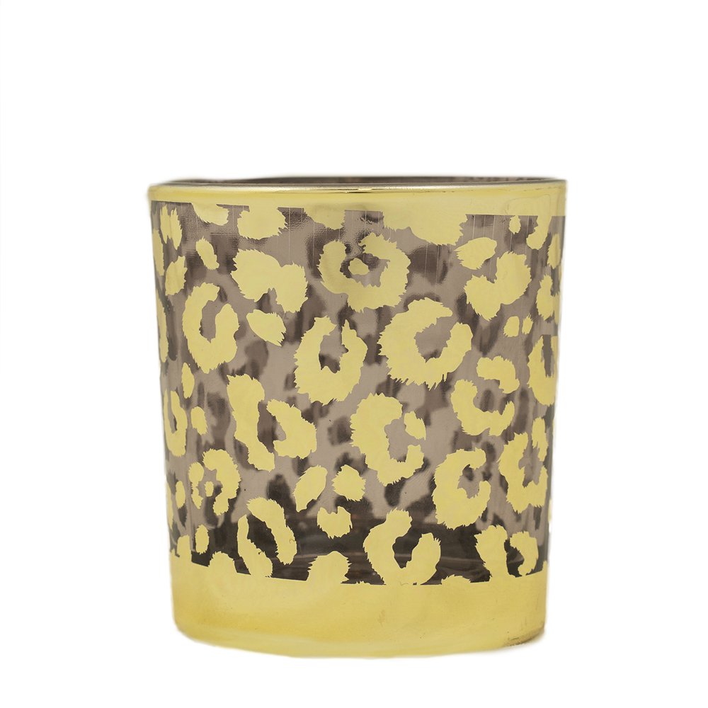 *Theelichthouder luipaard stippen goud small 8cm*