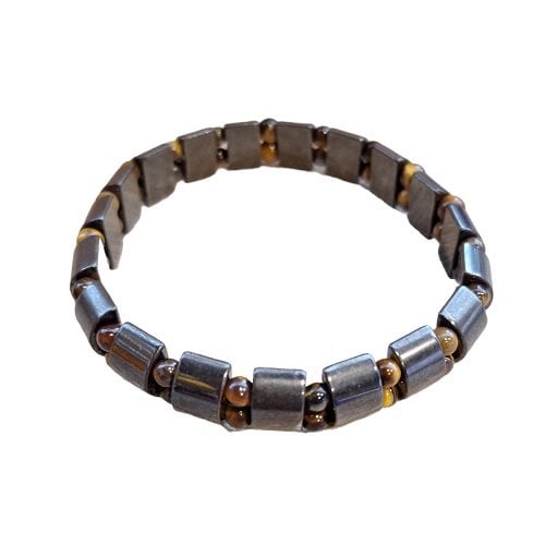 Herenarmband natuurstenen Hematiet & Tijgeroog