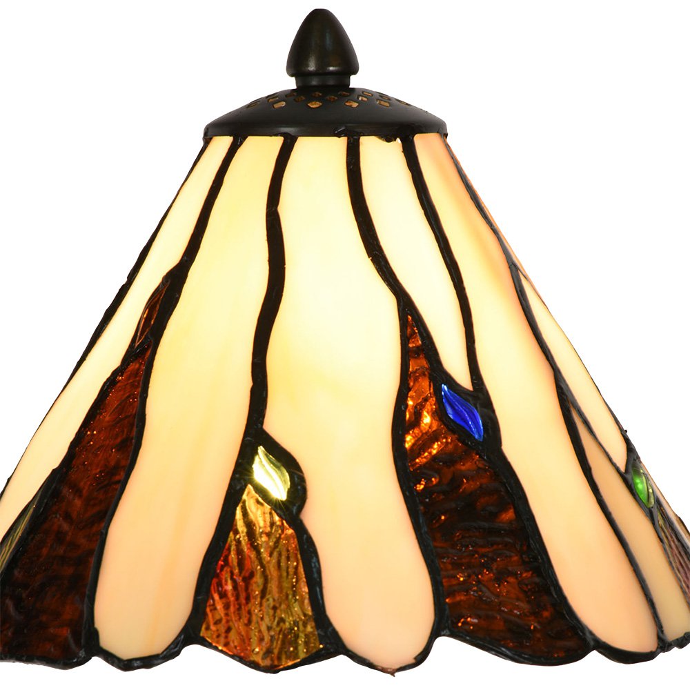 Tiffany Tafellamp Ø 20x60 cm Beige Bruin Glas Tiffany Bureaulamp