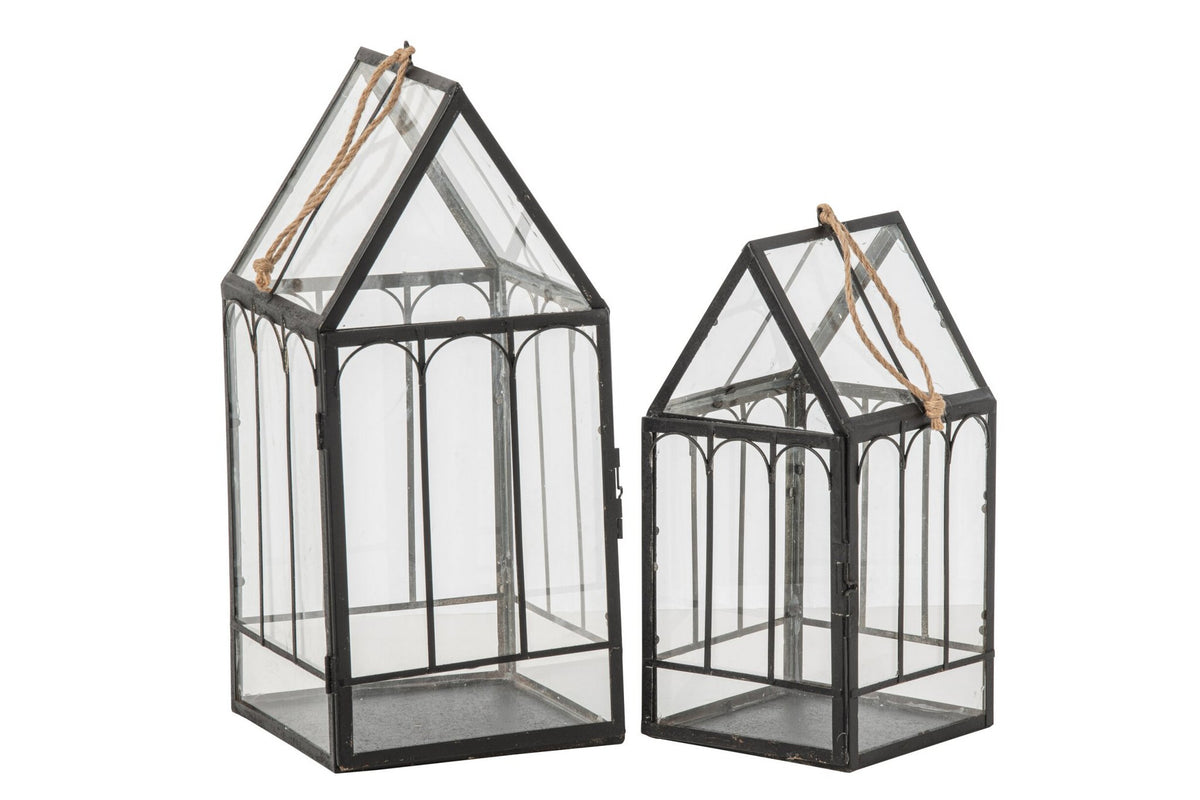 J-Line Huizen - metaal - zwart - set van 2